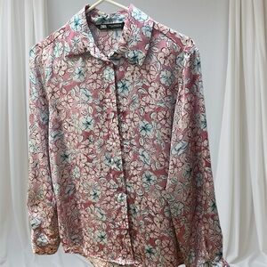 Zara Floral women’s Shirt - Pink and Blue XS